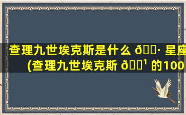 查理九世埃克斯是什么 🕷 星座(查理九世埃克斯 🌹 的100个秘密)